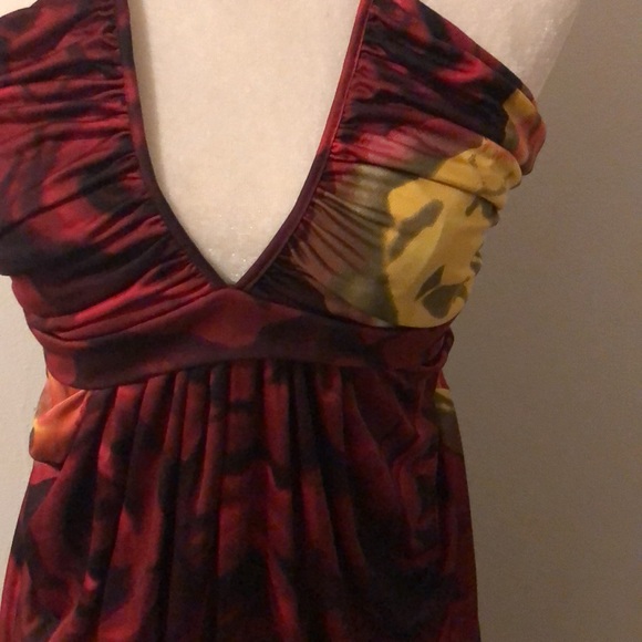 Alice + Olivia Floral 90s Halter Dress, red, sz S - Picture 4 of 4